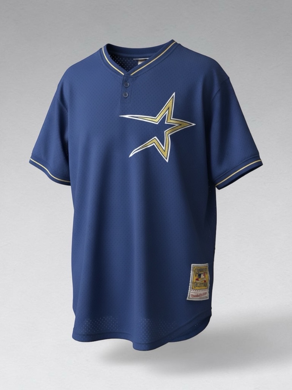Mitchell & Ness Houston Astros Navy Blue Short S 1997Jersey with Gold Star